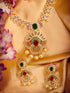Gold Plated Multi AD & Pearl studded Intricate Design Pendant Necklace and Earrings Set
