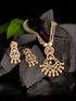 Gold Plated Multi AD and Pearl Studded Chandbali Pendant Necklace and Earrings Set