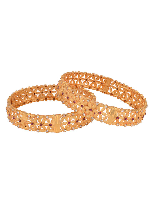Gold Plated Set of 2 Tiny AD Studded Matching Bangles