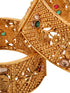 Set Of 2 Gold Plated Multi stone Studded Antique Bangles