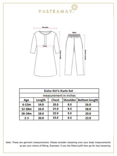 Sishu Girl's' Pink Viscose Kurta And Straight Pant Set
