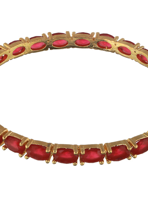 Set of 4 Gold Plated Red Ruby Stone Studded Bangles