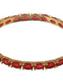 Set of 4 Gold Plated Red Ruby Stone Studded Bangles