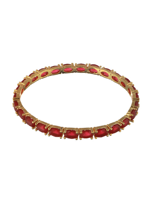 Set of 4 Gold Plated Red Ruby Stone Studded Bangles
