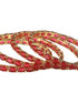 Set of 4 Gold Plated Red Ruby Stone Studded Bangles