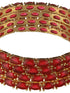 Set of 4 Gold Plated Red Ruby Stone Studded Bangles