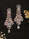 Stunning big diamond earrings for women, rose gold plated