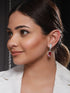 Silver-Plated Red AD studded Statement Hoop Earrings