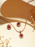 Rose Gold Plated Radiant Red AD Solitaire pendant Locket Set Earrings and Chain