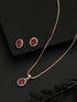 Rose Gold Plated Radiant Red AD Solitaire pendant Locket Set Earrings and Chain