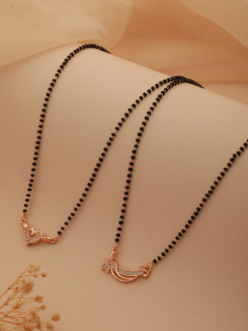 Set Of 2 Gold Toned AD Studded Delicate mangalsutra COMBO