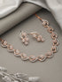 Rosegold Plated AD studded Necklace Earrings Jewellery Set