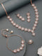 Rose Gold Toned AD Studded Minimal heart Shaped Necklace Jewellery Set Combo