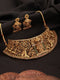 GoldPlated Green AD Studded Radha Krishna Temple Jewellery Set