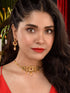 GoldPlated Red & Green AD Studded Jewellery Set