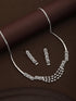 Silver Toned AD Studded layered Necklace jewellery Set