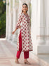 Women Ethnic Motifs Printed Round Neck Thread Work Kurta
