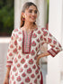 Women Ethnic Motifs Printed Round Neck Thread Work Kurta