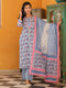 Women Floral Printed Cotton Straight Kurta with Trousers & Dupatta
