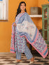 Women Floral Printed Cotton Straight Kurta with Trousers & Dupatta