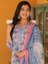 Women Floral Printed Cotton Straight Kurta with Trousers & Dupatta