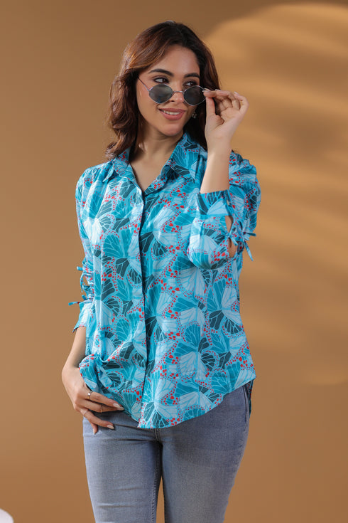 Women Self Design Printed Cotton Top