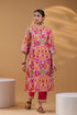 Ethnic Motifs Printed Pure Cotton Straight Kurta With Trousers & Dupatta