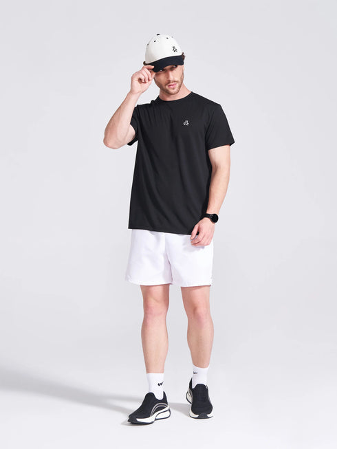 Men's Black Solid Round Neck T-Shirt