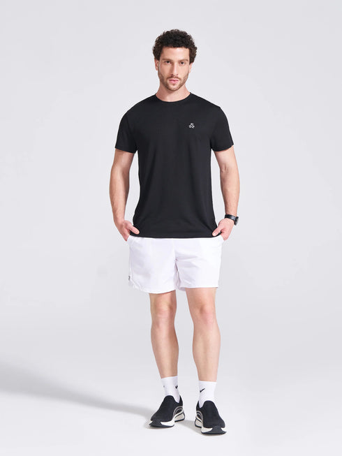 Men's Black Solid Round Neck T-Shirt