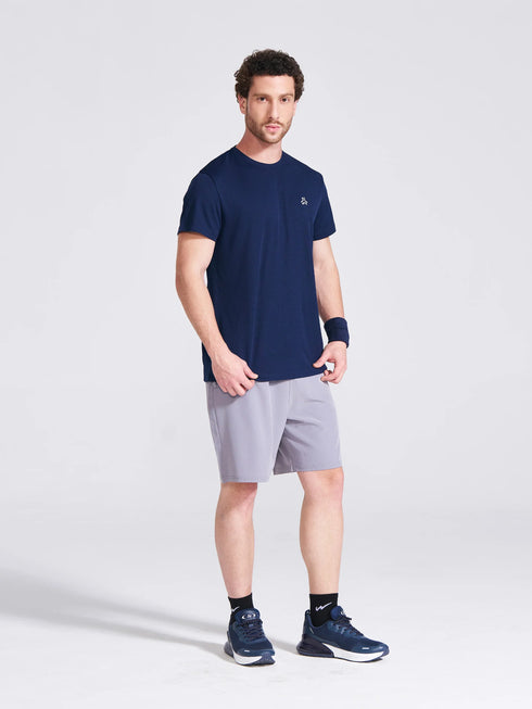 Men's Navy Solid Round Neck T-Shirt