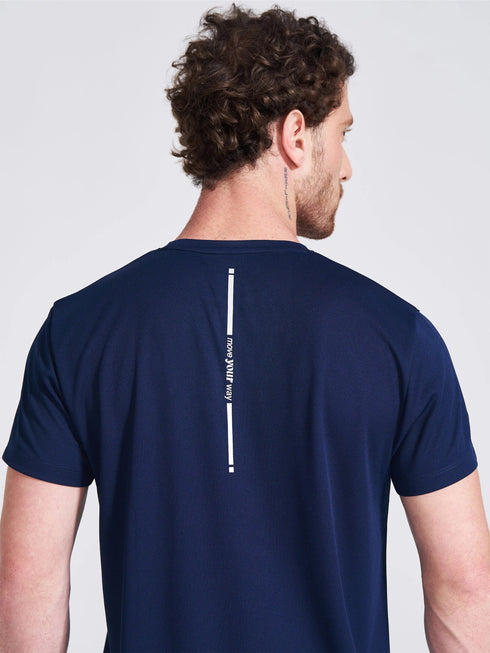 Men's Navy Solid Round Neck T-Shirt