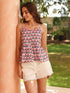 Women Floral Printed Shoulder Straps Pure Cotton Peplum Top