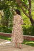 Women Abstract Printed Pure Cotton Tiered Fit & Flare Midi Dress