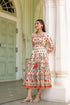 White Printed Fit & Flare Ethnic Dress