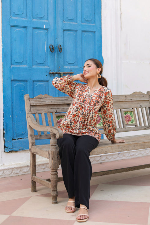 Women Floral Printed Pure Cotton Top