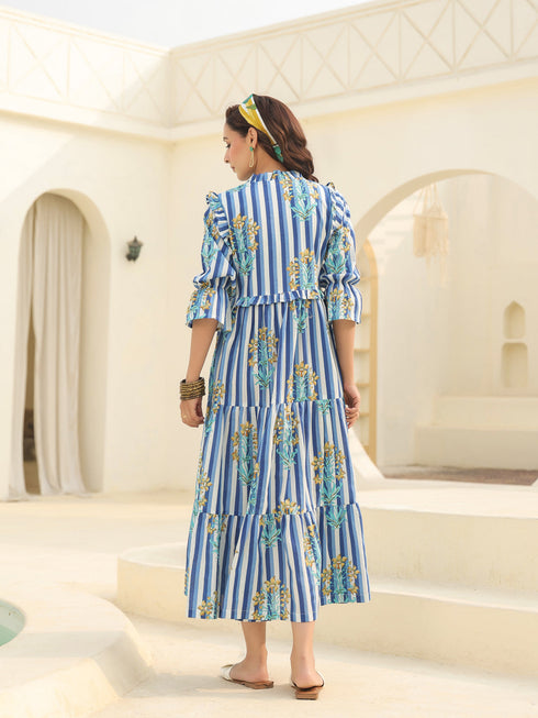 Printed Pure Cotton Fit & Flared Midi Dress