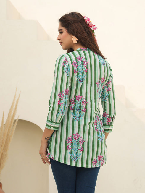 Women Floral Printed A-Line Cotton Top