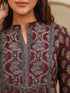 Print Mandarin Collar Cotton Top