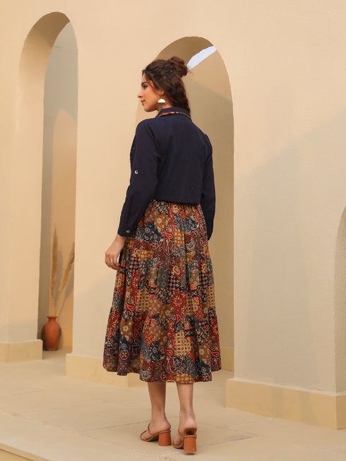 Ethnic Motifs Printed Fit & Flare Midi Dress