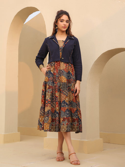 Ethnic Motifs Printed Fit & Flare Midi Dress