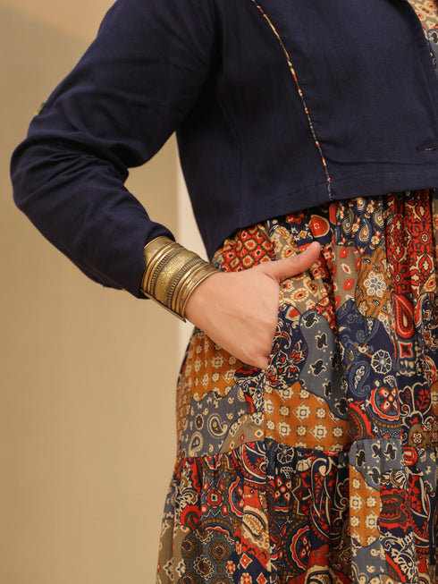 Ethnic Motifs Printed Fit & Flare Midi Dress