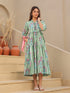 Women Printed Pure Cotton Fit & Flared Midi Ethnic Dresses