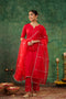 Round Neck Gotta Patti Kurta With Trousers & Dupatta