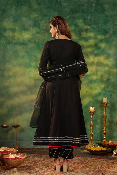 Women Regular Gotta Patti Anarkali Kurta With Trousers & Dupatta