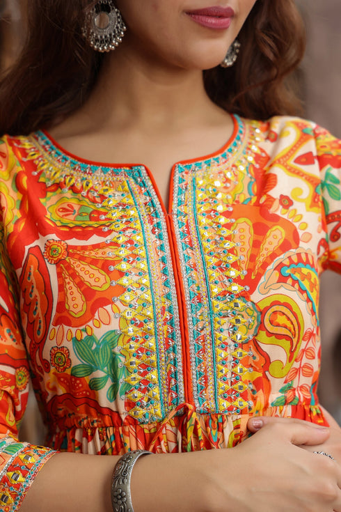 Ethnic Motifs Printed Pure Cotton Anarkali Ethnic Dress