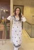 Nishtha in Noor HOK Muslin Chikankari kurti for Women- White With Black