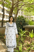 Nishtha in Noor HOK Muslin Chikankari kurti for Women- White With Black