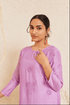 Fizaa Chikankari Long Kurta Notch Neck in Chanderi Silk for Women - Purple