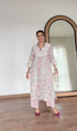 Urmi in Fizaa Chikankari Long Kurta in Muslin Cotton for Women- Grey Print