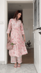 Farheen in Chikankari Long Kurta in Muslin Cotton for Women- Pink Print
